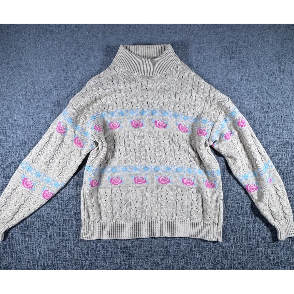 VTG Natural Cotton Cable Knit‎ Sweater by Sheridan Square Confetti Made USA NWOT